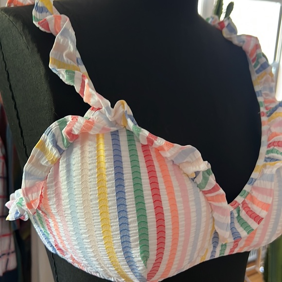 J. Crew  XL NWT summer top/ bikin / beach top. Adorable! PASTEL STRIPPED 🍭 - Picture 3 of 6